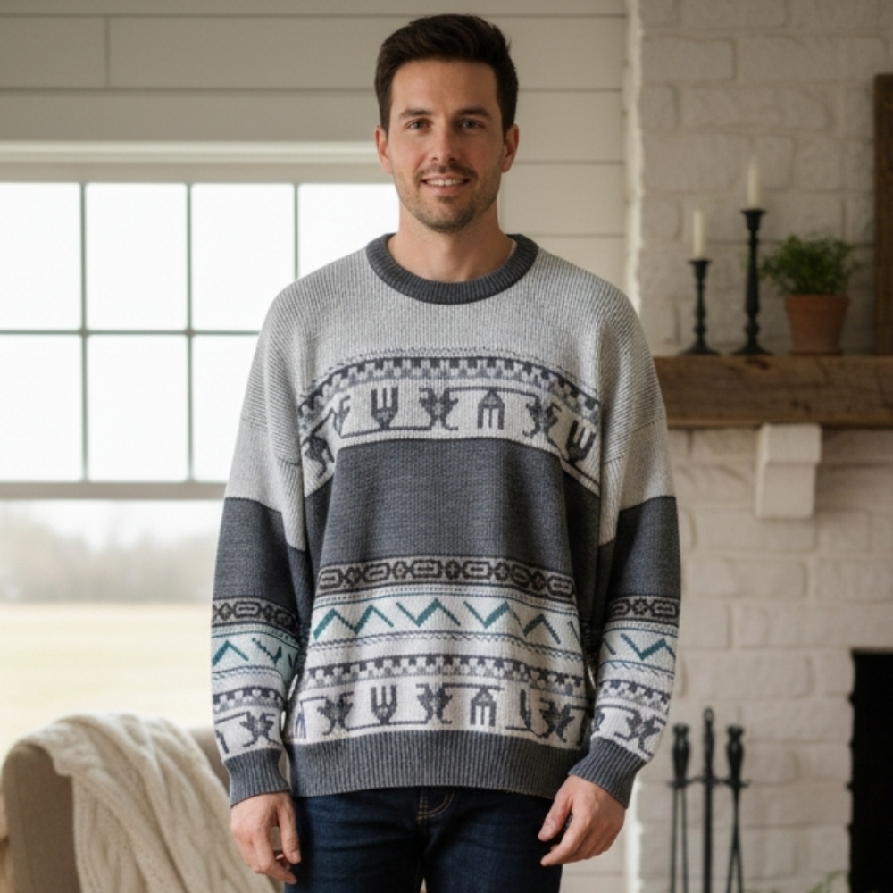 Tip Top Vintage 90s Knit Sweater Size XXL Eclectic Grandpa Coastal Aztec